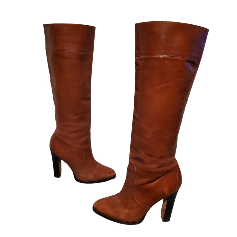 Michael Kors Brown Leather Knee-High Riding Boots Women's 7.5M, Made In Brazil